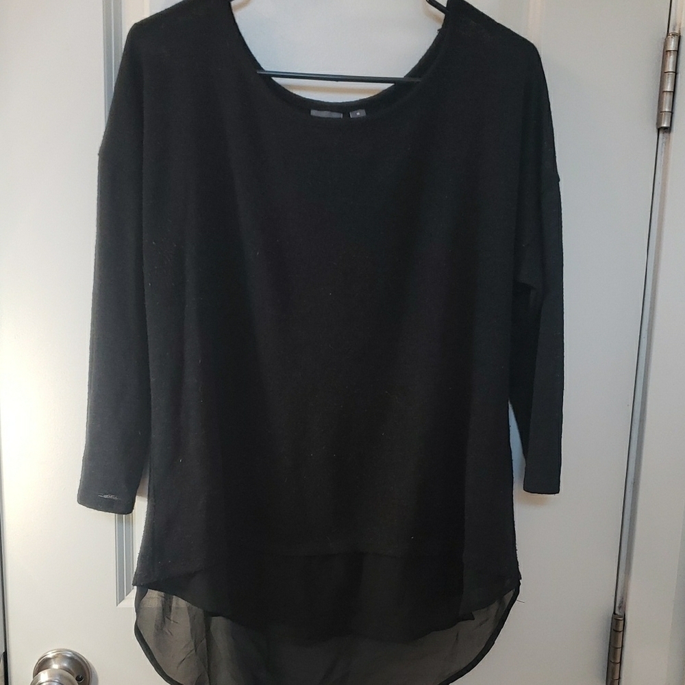 New York & Company Black Asymmetrical Blouse